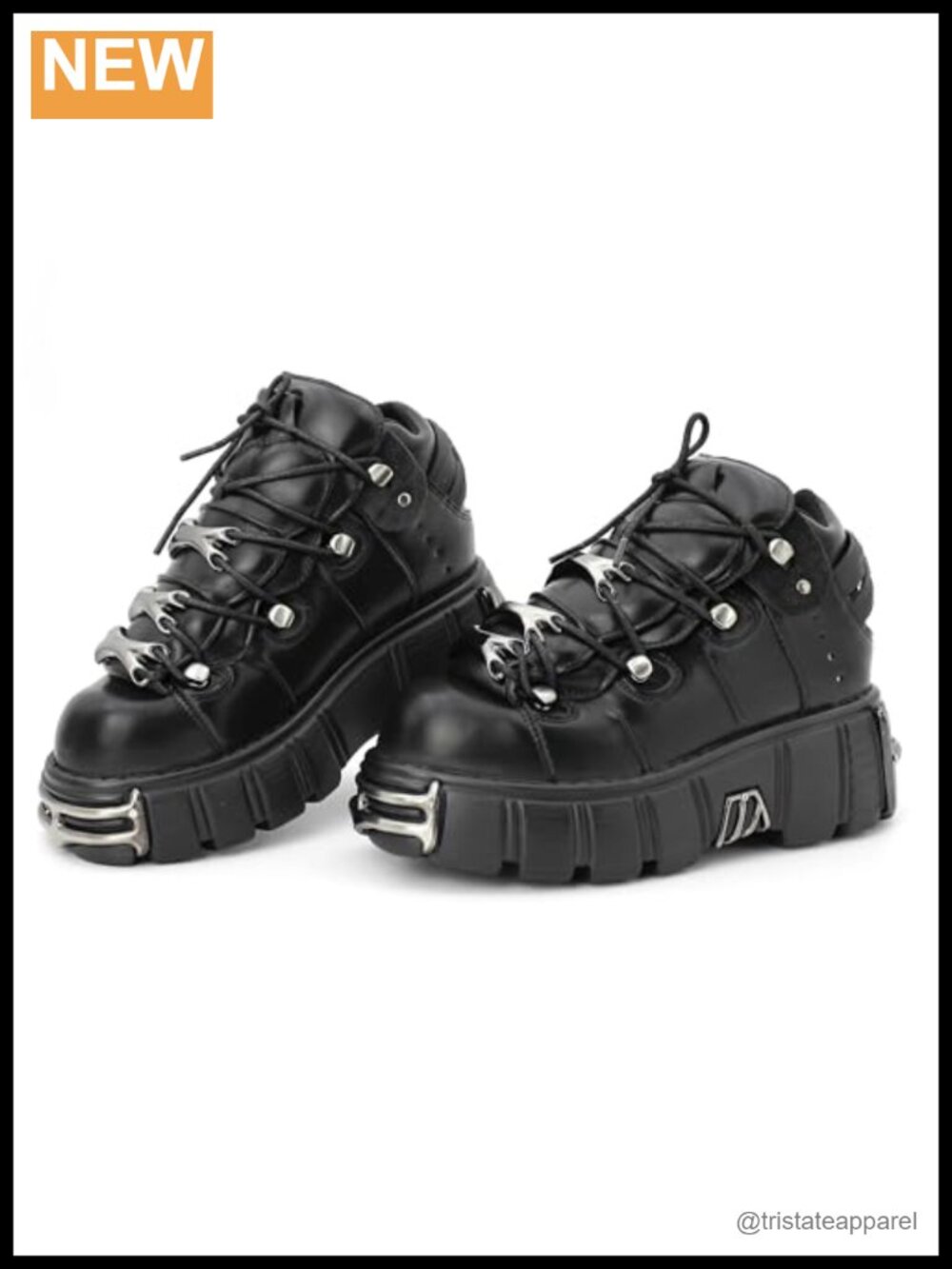 Gothic Lace-up Combat Platform Ankle Boots with Metal Studs